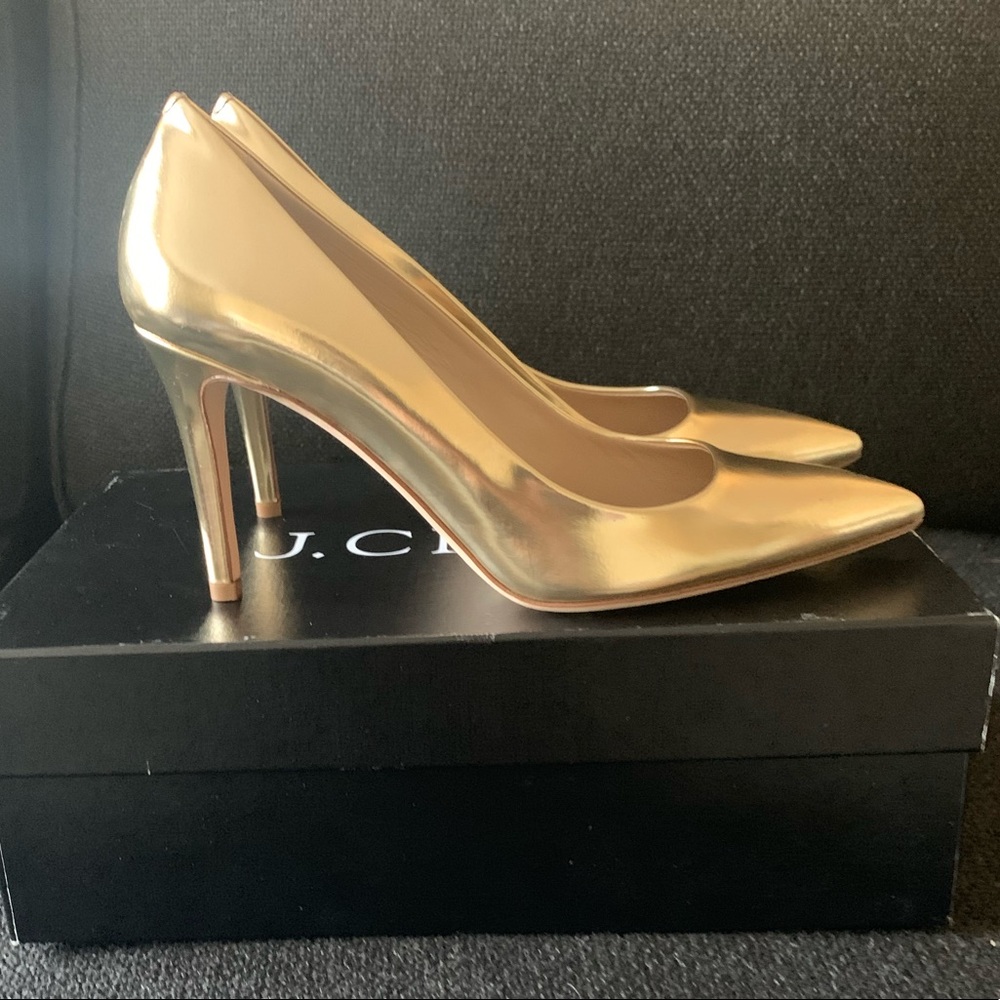 JCrew Everly Leather Pumps - Metallic Blush